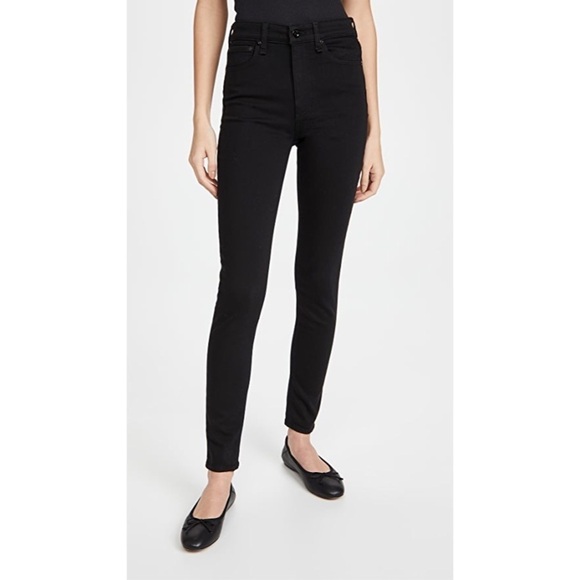 Rag & Bone Black Nina High Rise Ankle Skinny Jeans EUC Size 30 W1566U769BLK - Picture 1 of 10